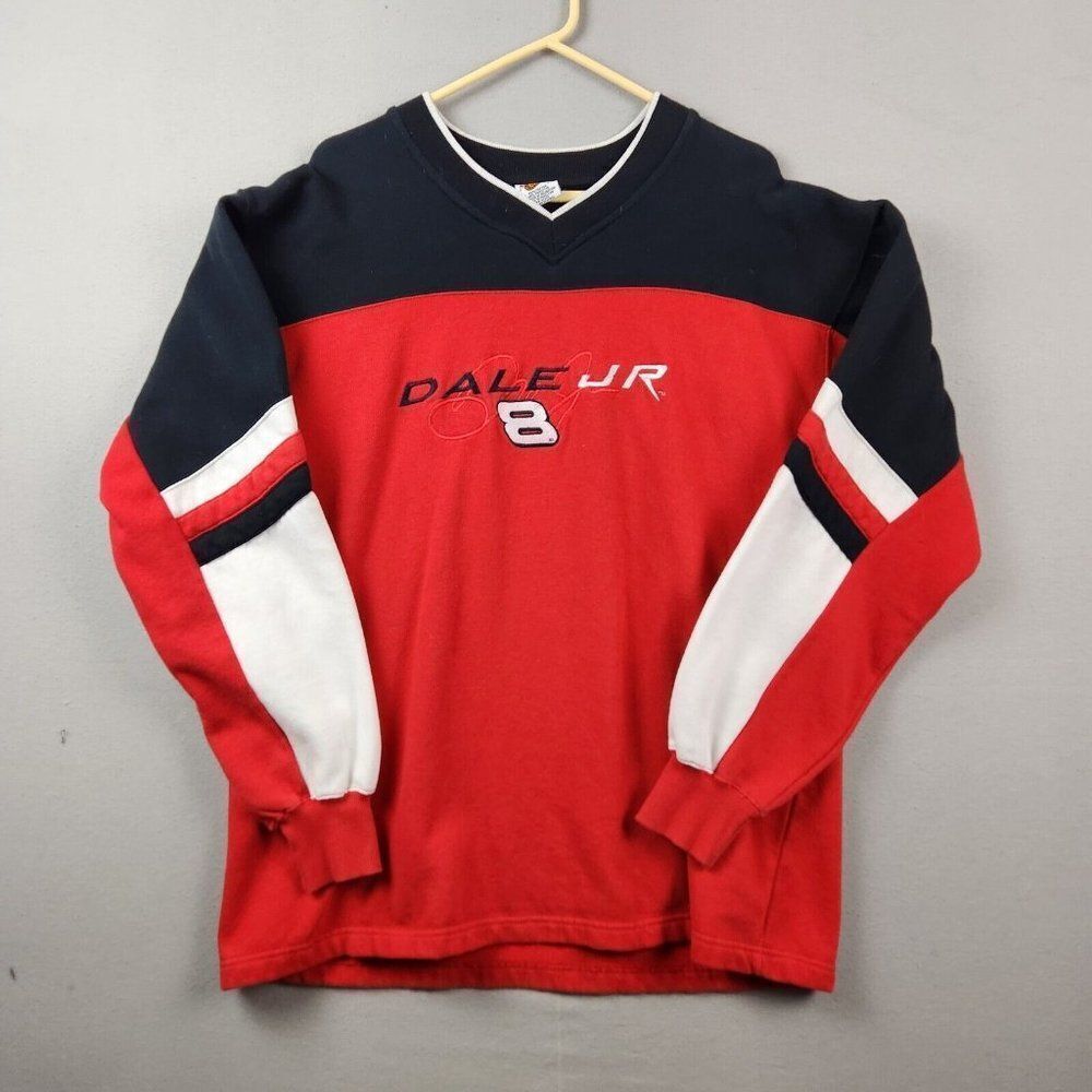 Vintage Dale Earnhardt Jr.  Nascar V Neck Red sweatshirt Size 2XL Winners Circle
